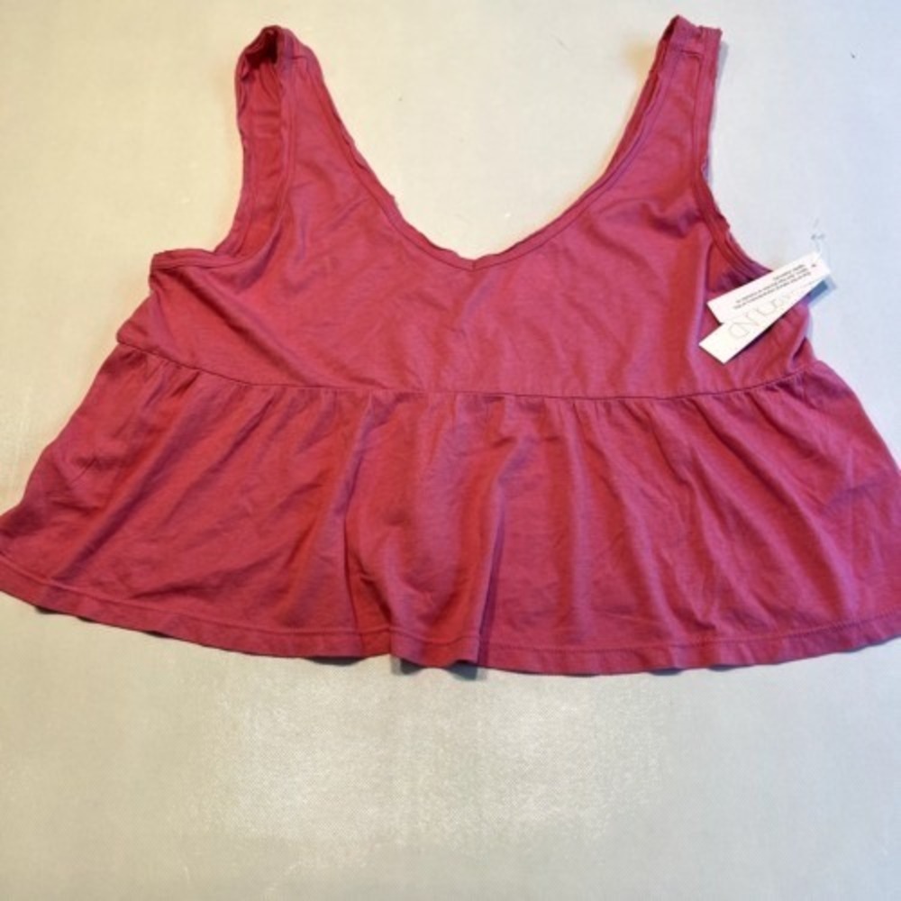Abound Peplum Tank Top Womens Small Pink New V-Neck Cropped XX7503